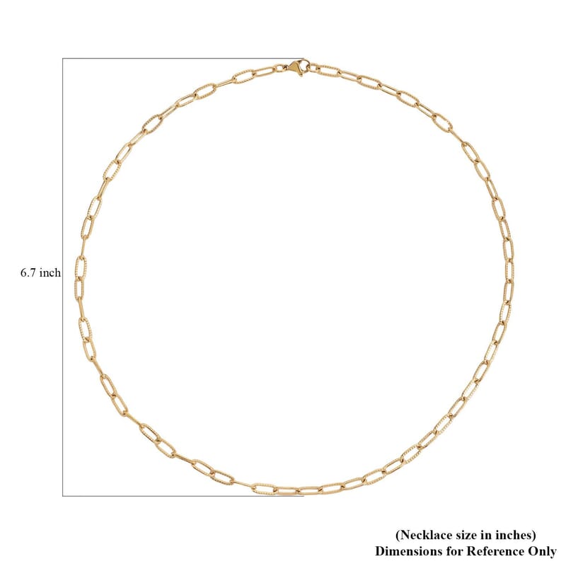 Textured Paper Clip Necklace 20 Inches in ION Plated Yellow Gold Stainless Steel