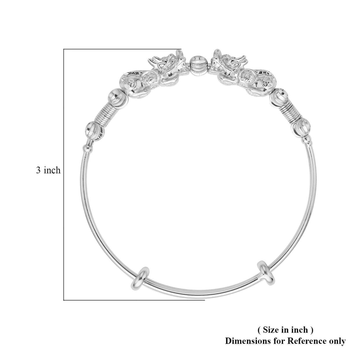 Feng Shui Pi-xiu Bangle Bracelet in Silvertone (7.50 in) image number 2