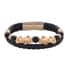 Black Obsidian Beaded and Faux Leather Feng Shui Pi-xiu Bracelet in Goldtone (8.50 In) 5.00 ctw image number 0