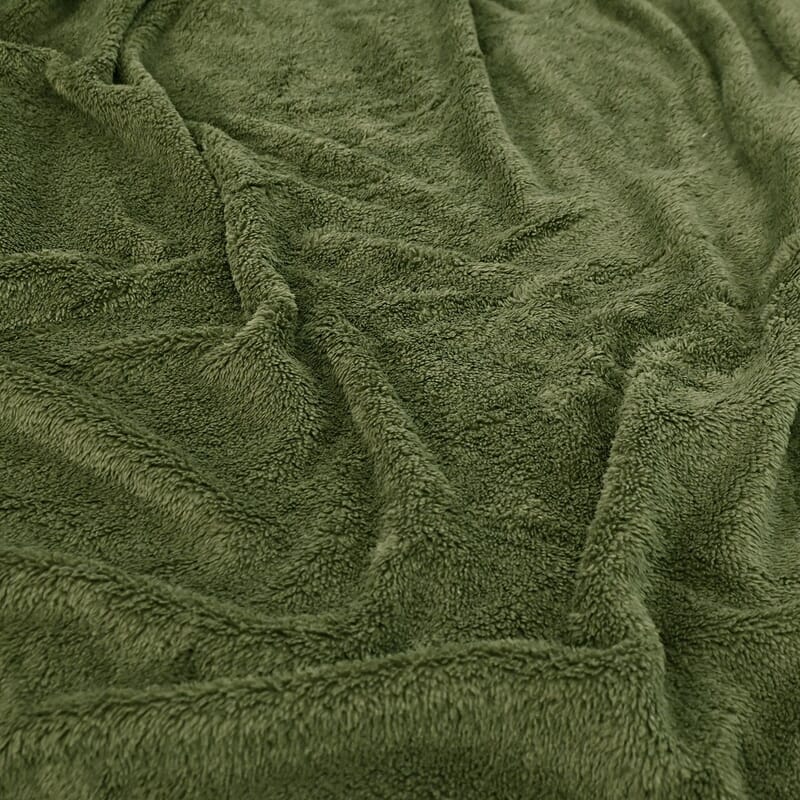Olive Stock solid sherpa throw