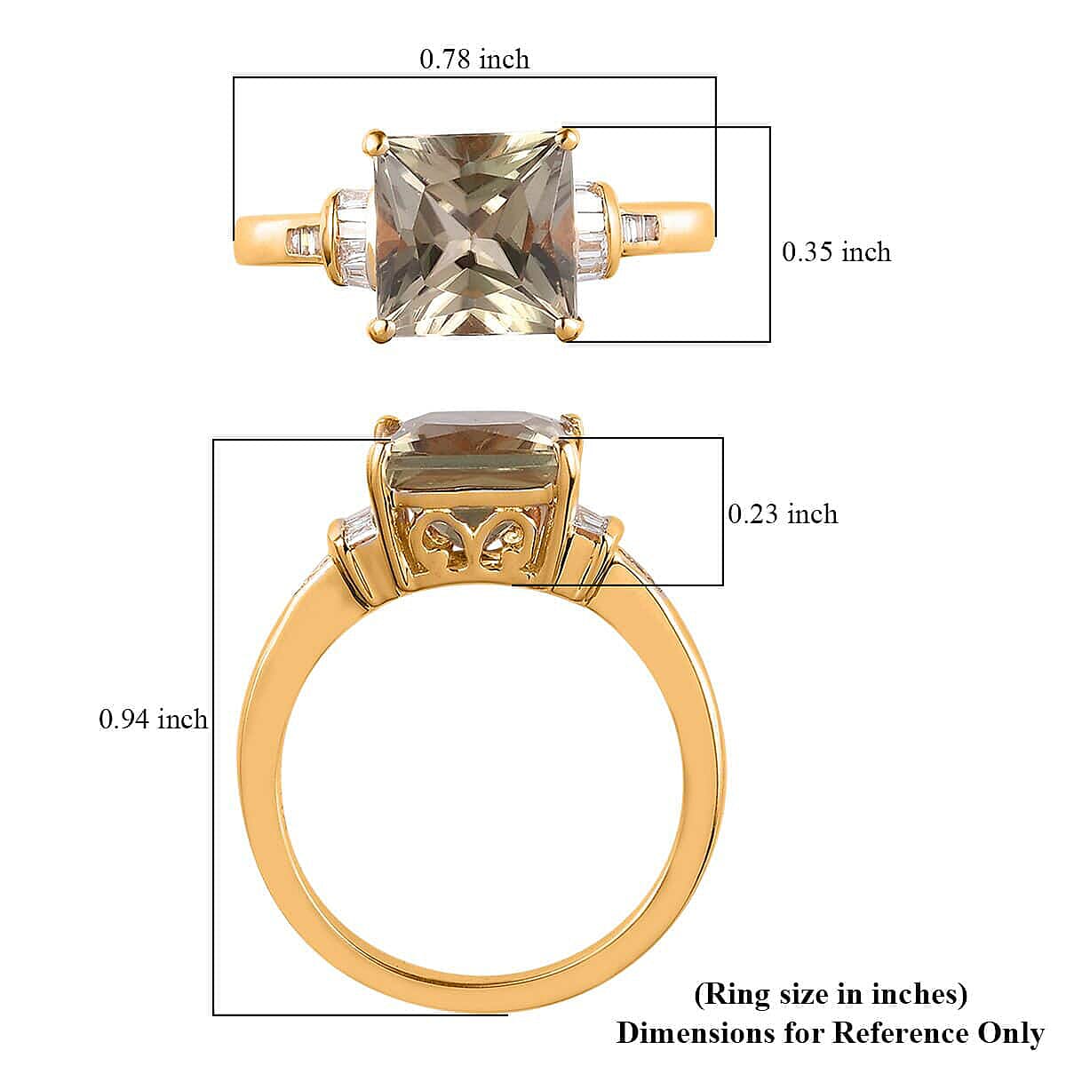 ILIANA 18K Yellow Gold Princess Cut AAA Turkizite and G-H SI Diamond Ring (Size 9.0) 4.30 Grams 3.20 ctw image number 5