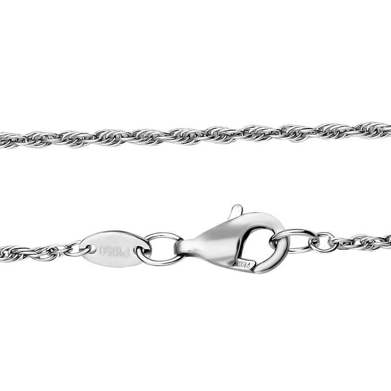 950 Platinum Rope Chain Necklace, 24 Inch Necklace with Lobster Lock, Platinum Jewelry 3.8 Grams