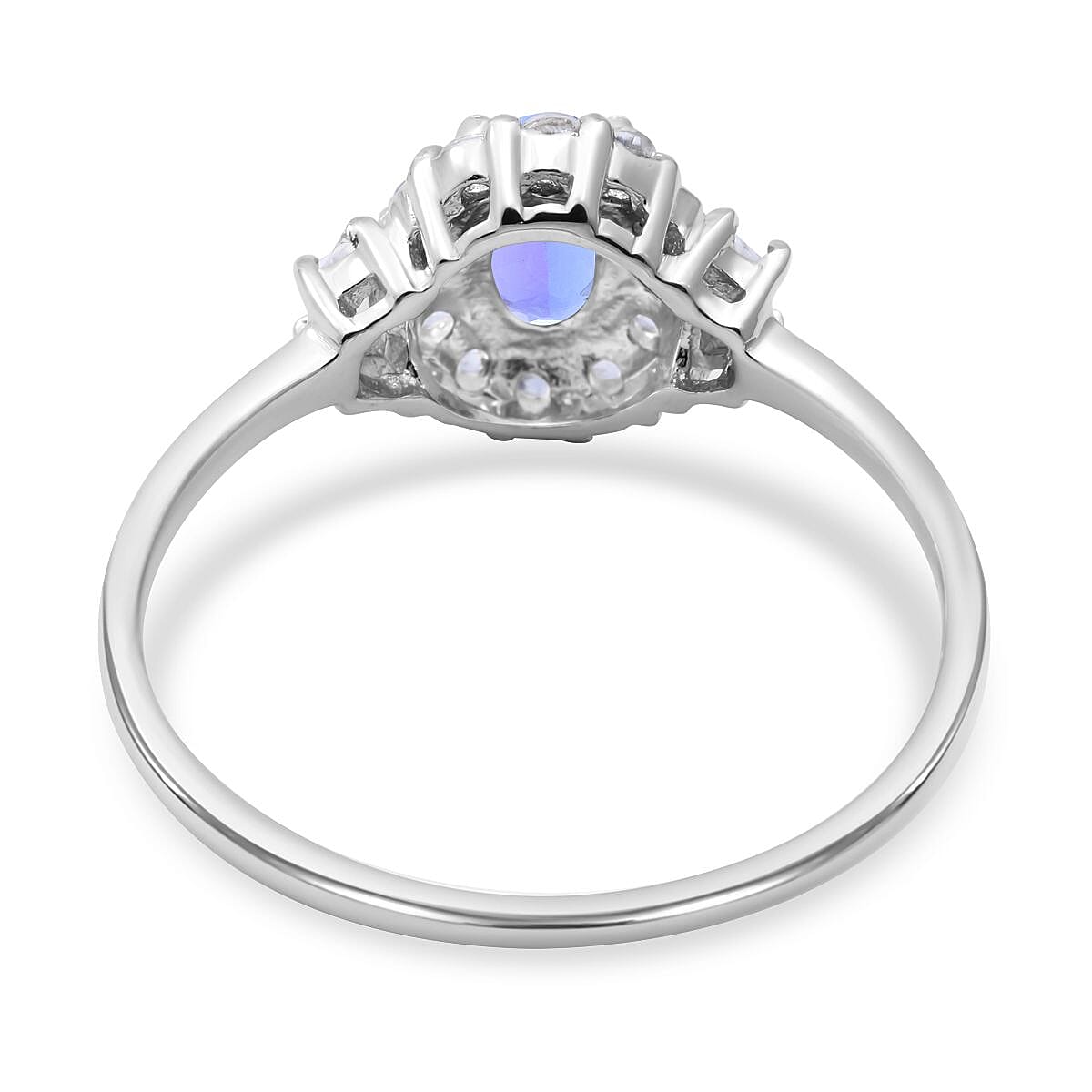 Tanzanite and White Zircon 1.15 ctw Ring in Platinum Over Sterling Silver (Size 5.5)