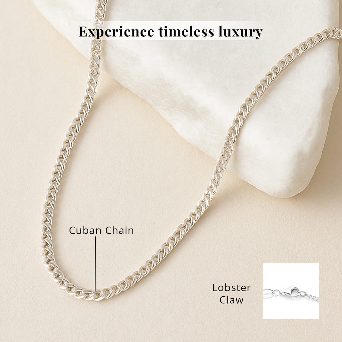 950 Platinum Cuban Chain Necklace, 20 Inch Necklace with Lobster Lock, Platinum Jewelry 4.90 Grams image number 4