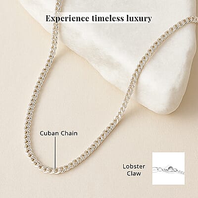 950 Platinum Cuban Chain Necklace with L9obster Lock (20 Inches) (5.15 Grams)