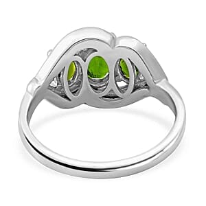 Chrome Diopside and White Zircon 3.12 ctw Ring in Platinum Over Sterling Silver (Size 5.5)