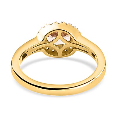 Turkizite and White Zircon 0.92 ctw Ring in 18K Vermeil Yellow Gold Over Sterling Silver (Size 11.5)