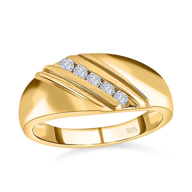 Moissanite 0.20 ctw Fancy Ring in Vermeil YG Over Sterling Silver (Size 11.5)