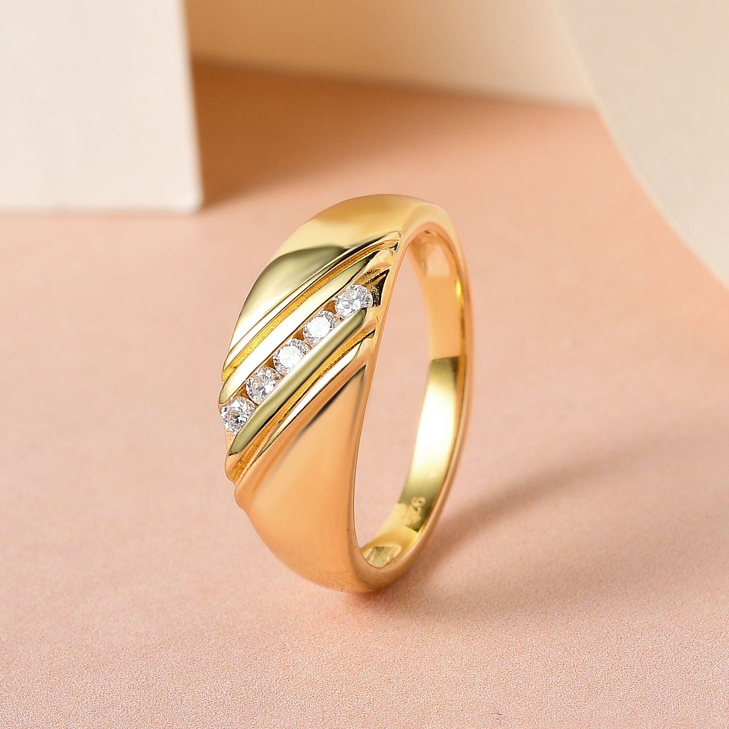 Moissanite 0.20 ctw Fancy Ring in Vermeil YG Over Sterling Silver (Size 11.5)