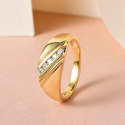 Moissanite 0.20 ctw Fancy Ring in Vermeil YG Over Sterling Silver (Size 11.5)