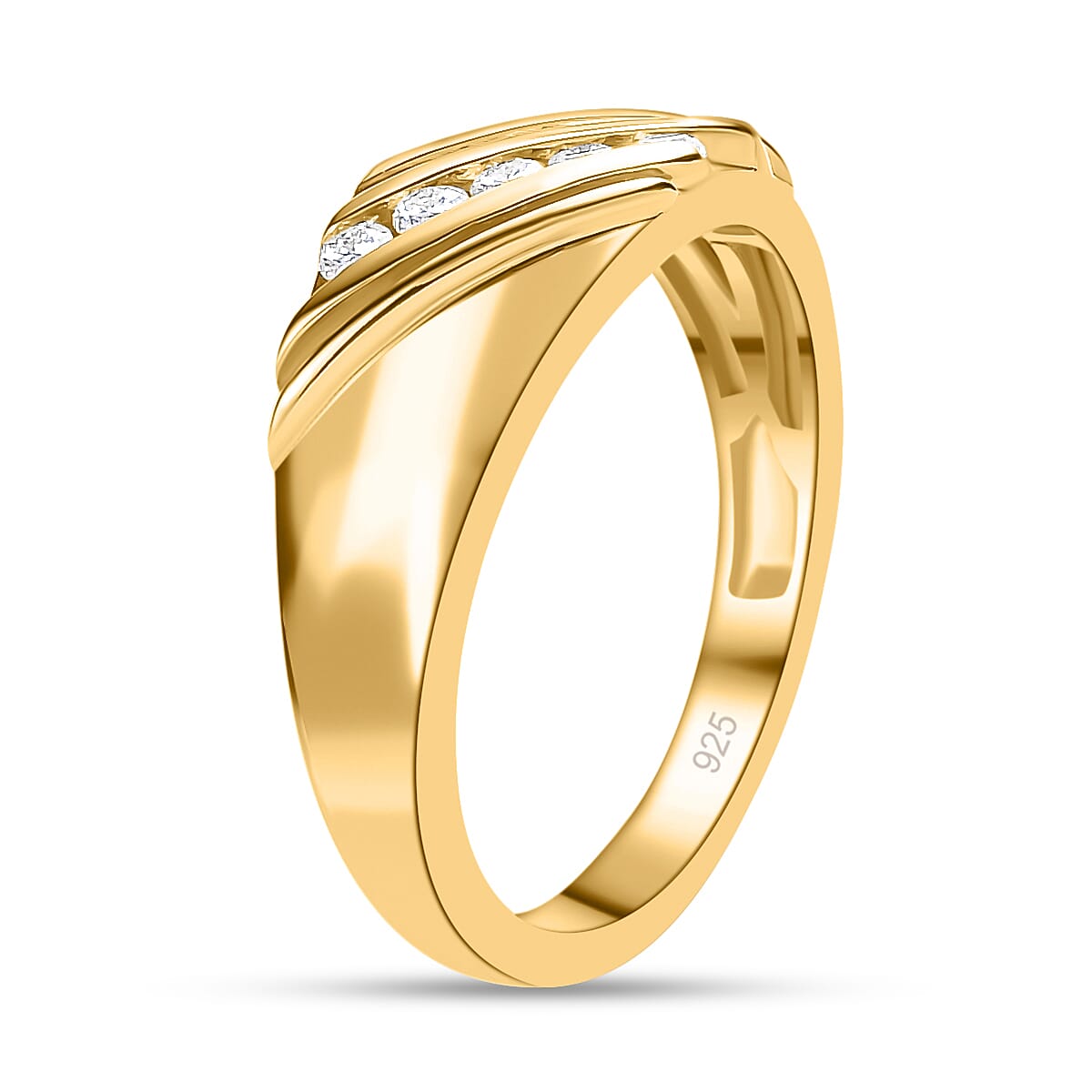 Moissanite 0.20 ctw Fancy Ring in Vermeil YG Over Sterling Silver (Size 11.5)