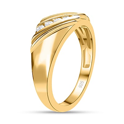Moissanite 0.20 ctw Fancy Ring in Vermeil YG Over Sterling Silver (Size 11.5)