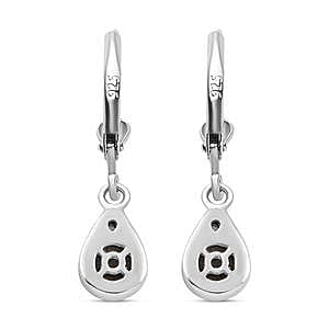 Meteorite and White Zircon Lever Back 4.33 ctw Earrings in Platinum Over Sterling Silver