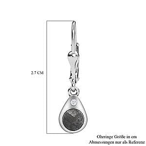Meteorite and White Zircon Lever Back 4.33 ctw Earrings in Platinum Over Sterling Silver