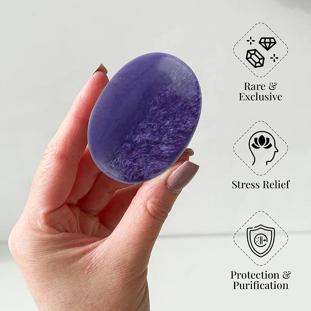 Charoite Palm Stone 25x40mm - M (Approx 110 ctw) image number 1