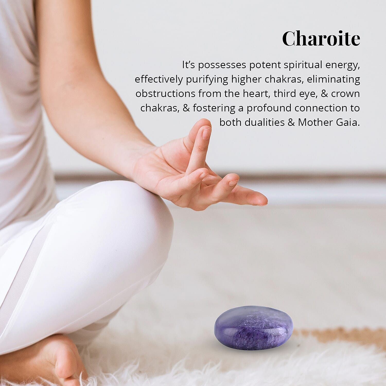 Charoite Palm Stone 25x40mm - M (Approx 110 ctw)