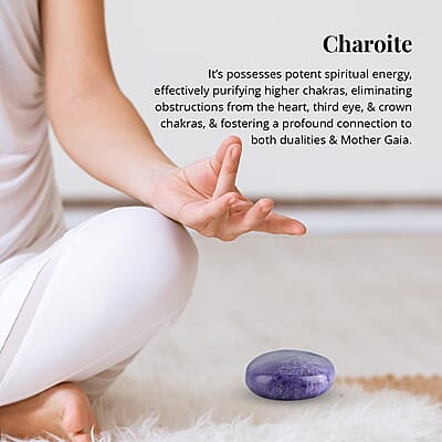 Charoite Palm Stone 25x40mm - M (Approx 110 ctw)