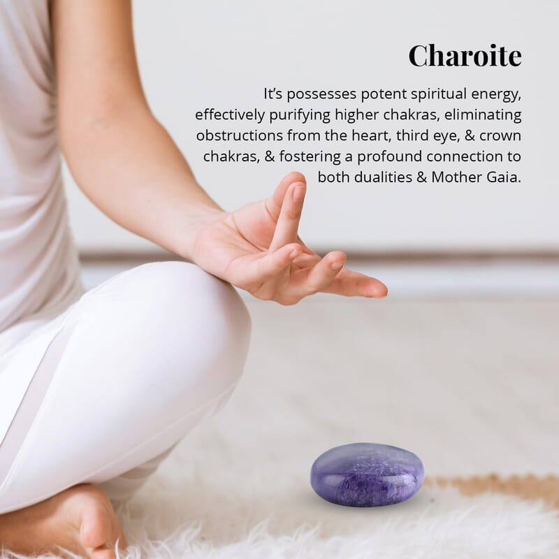 Charoite Palm Stone 25x40mm - M (Approx 110 ctw)