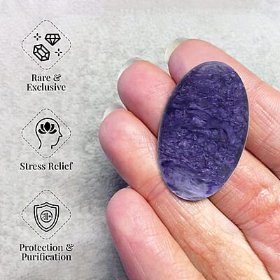 Charoite Palm Stone 30x50mm - M (Approx 190ctw)