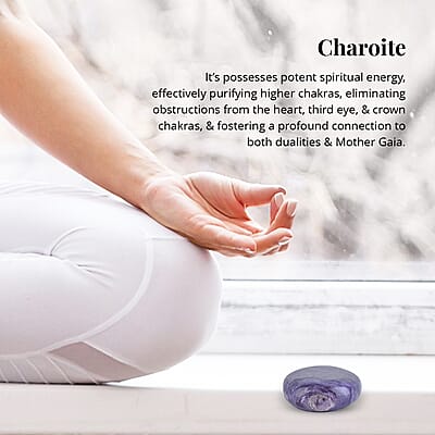 Charoite Palm Stone 30x50mm - M (Approx 190ctw)