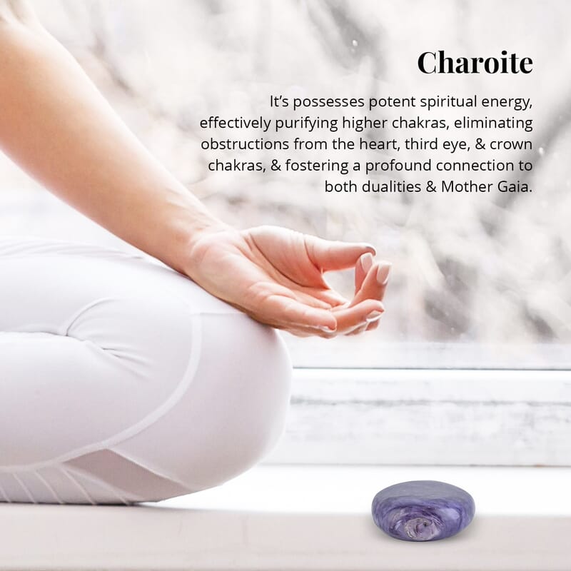 Charoite Palm Stone 30x50mm - M (Approx 190ctw)