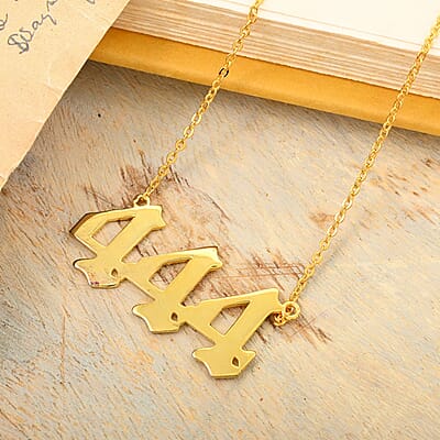 Classic Angel Lucky Number Triple 4 14K YG Over Sterling Silver Necklace 18 Inches 3.70 Grams