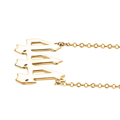 Classic Angel Lucky Number Triple 4 14K YG Over Sterling Silver Necklace 18 Inches 3.70 Grams