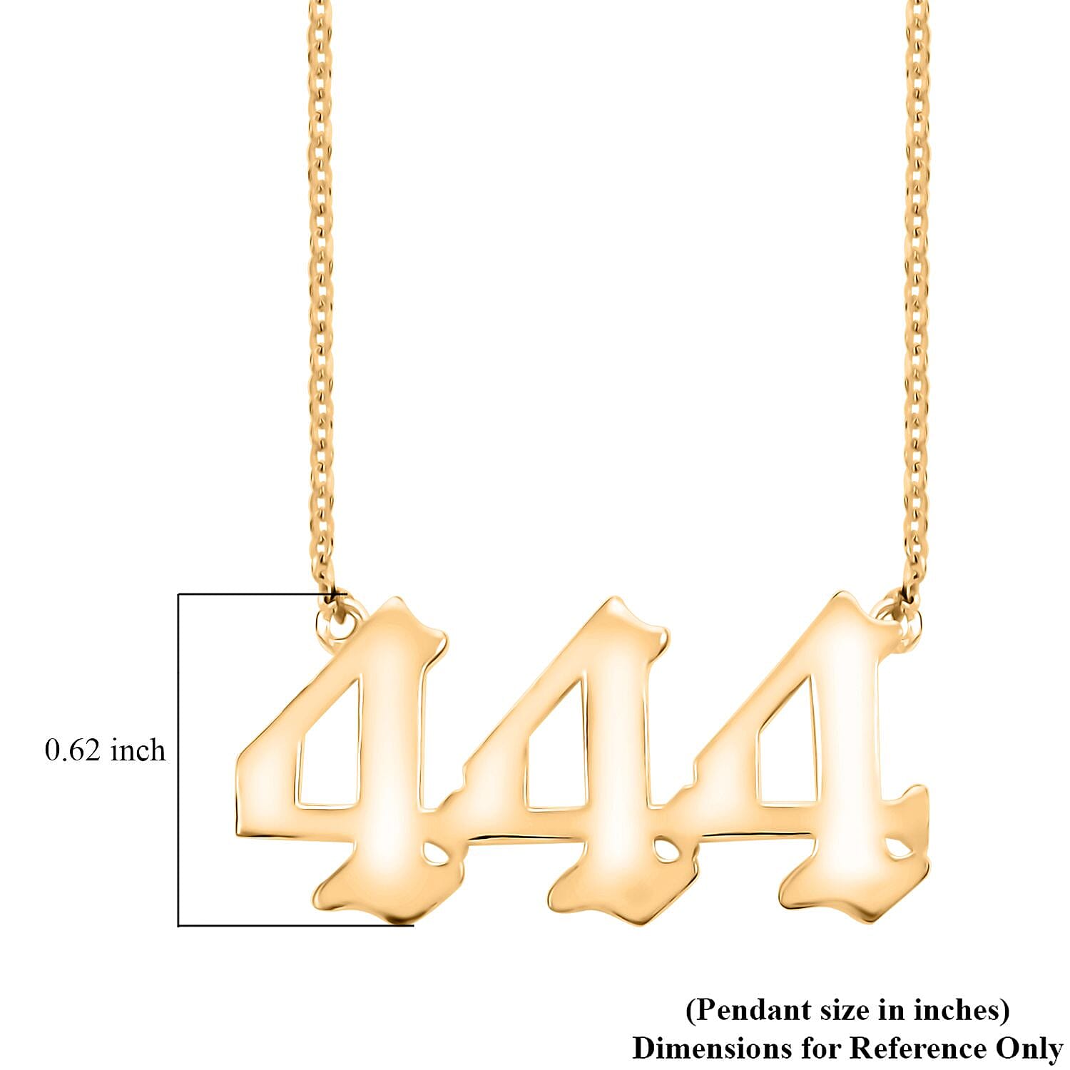 Classic Angel Lucky Number Triple 4 14K YG Over Sterling Silver Necklace 18 Inches 3.70 Grams