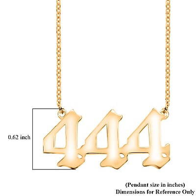 Classic Angel Lucky Number Triple 4 14K YG Over Sterling Silver Necklace 18 Inches 3.70 Grams