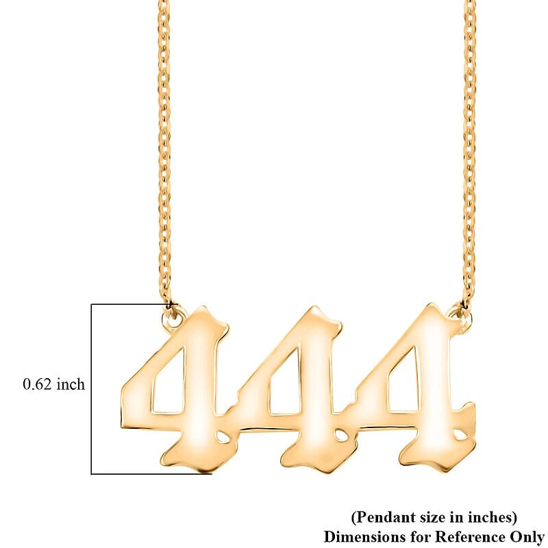 Classic Angel Lucky Number Triple 4 14K YG Over Sterling Silver Necklace 18 Inches 3.70 Grams