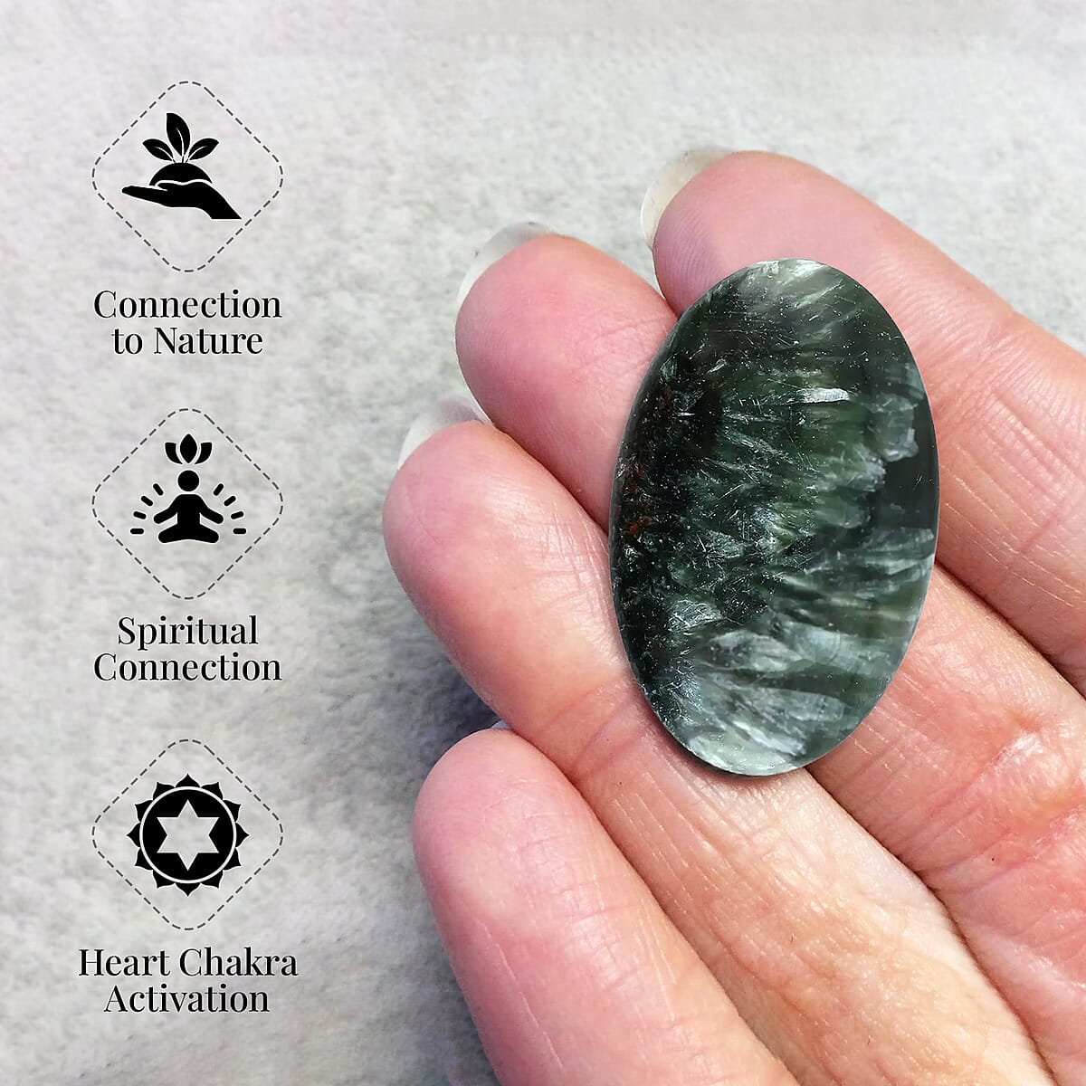 Seraphinite Palm Stone - M (Approx 110 ctw) image number 1