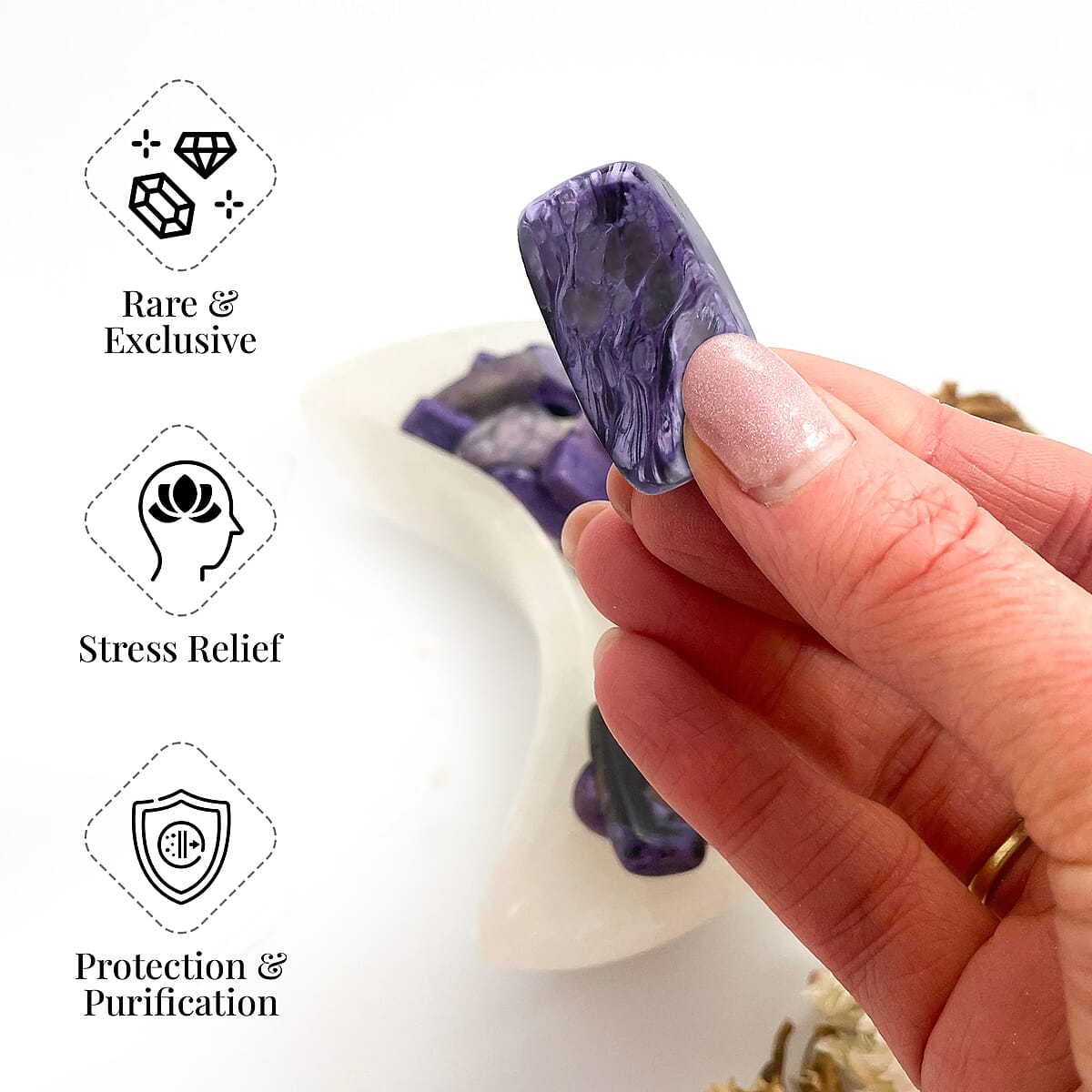 Charoite Tumble Stone (Approx 100 ctw) , Purple Raw Charoite Gemstone , Tumble Stones , Decorative Gems image number 1