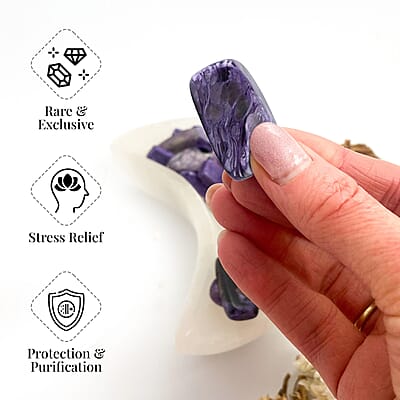 Charoite Tumble Stone (Approx 100 ctw) , Purple Raw Charoite Gemstone , Tumble Stones , Decorative Gems