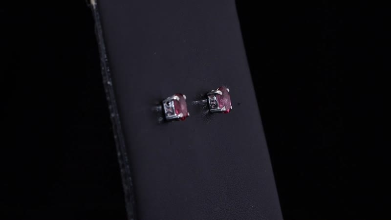 Natural Thai Black Spinel Solitaire Stud Earrings in Sterling Silver 2.00 ctw