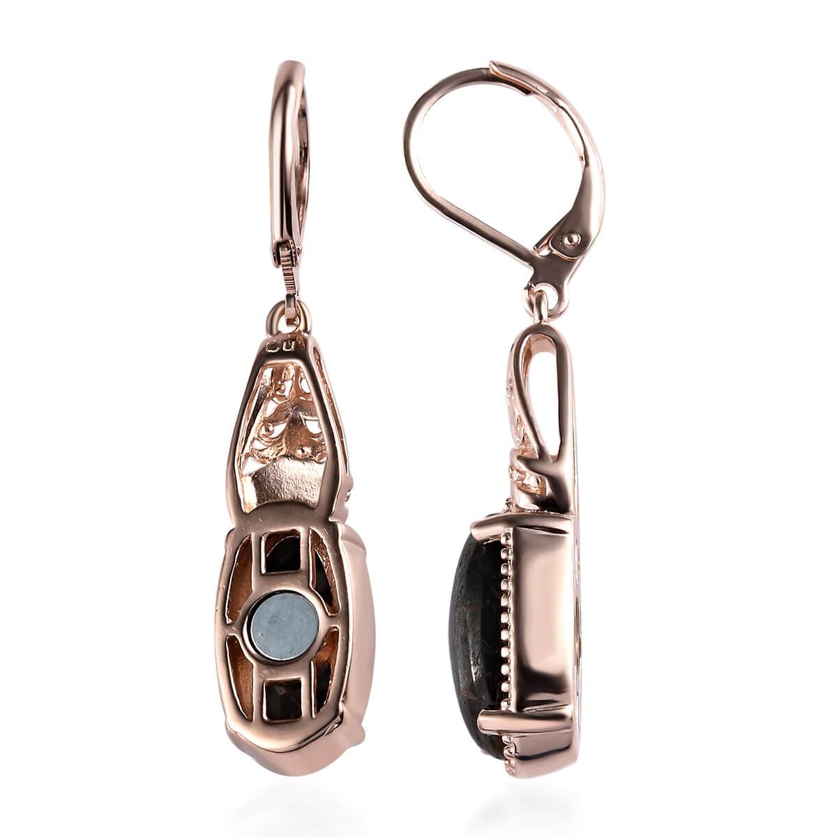 Matrix Silver Shungite Earrings in 14K Rose Gold Over Copper with Magnet and Stainless Steel 4.50 ctw image number 3