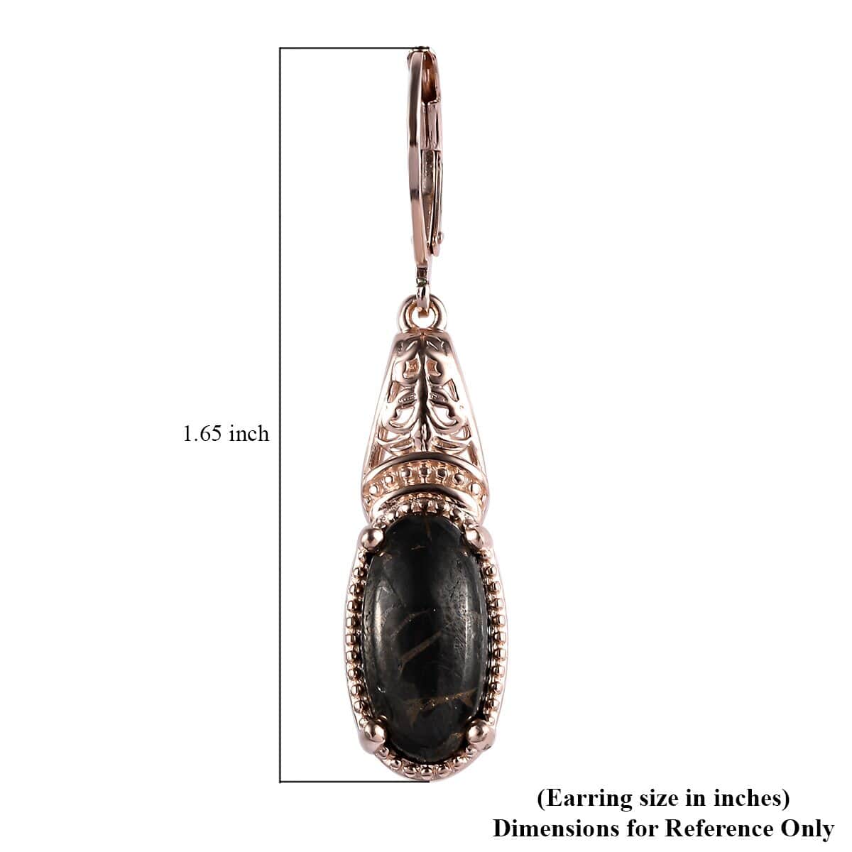 Matrix Silver Shungite Earrings in 14K Rose Gold Over Copper with Magnet and Stainless Steel 4.50 ctw image number 4