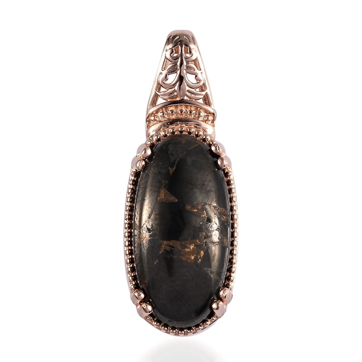Matrix Silver Shungite Pendant in 14K RG Over Copper with Magnet 6.40 ctw image number 0