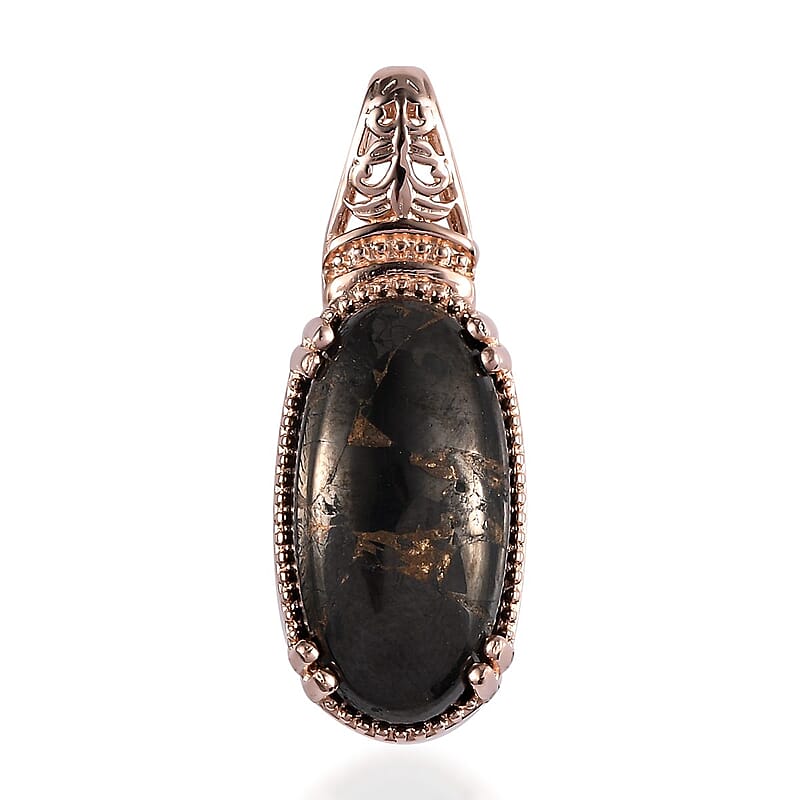 Matrix Silver Shungite Pendant in 14K RG Over Copper with Magnet 6.40 ctw