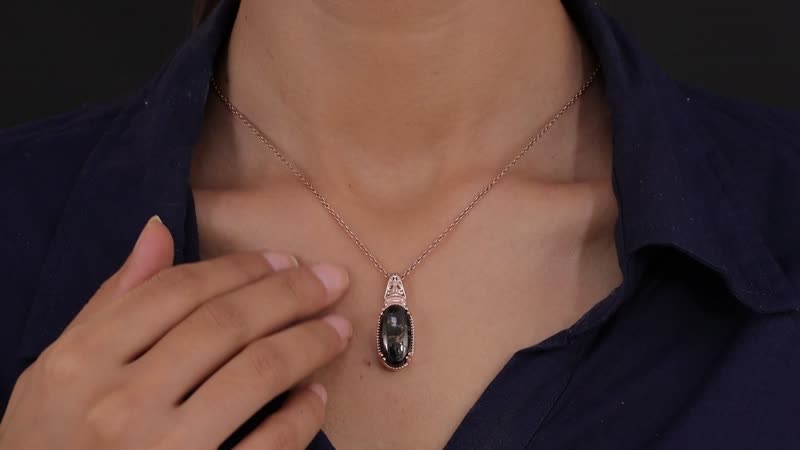Matrix Silver Shungite Pendant in 14K RG Over Copper with Magnet 6.40 ctw