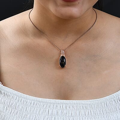 Matrix Silver Shungite Pendant in 14K RG Over Copper with Magnet 6.40 ctw