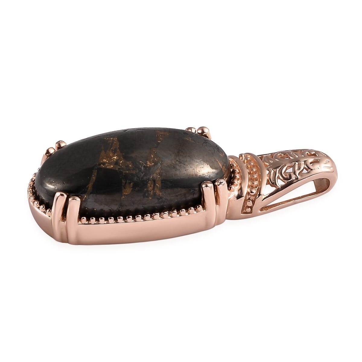 Matrix Silver Shungite Pendant in 14K RG Over Copper with Magnet 6.40 ctw image number 3