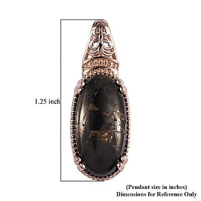 Matrix Silver Shungite Pendant in 14K RG Over Copper with Magnet 6.40 ctw