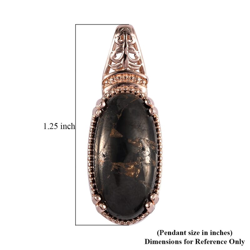 Matrix Silver Shungite Pendant in 14K RG Over Copper with Magnet 6.40 ctw
