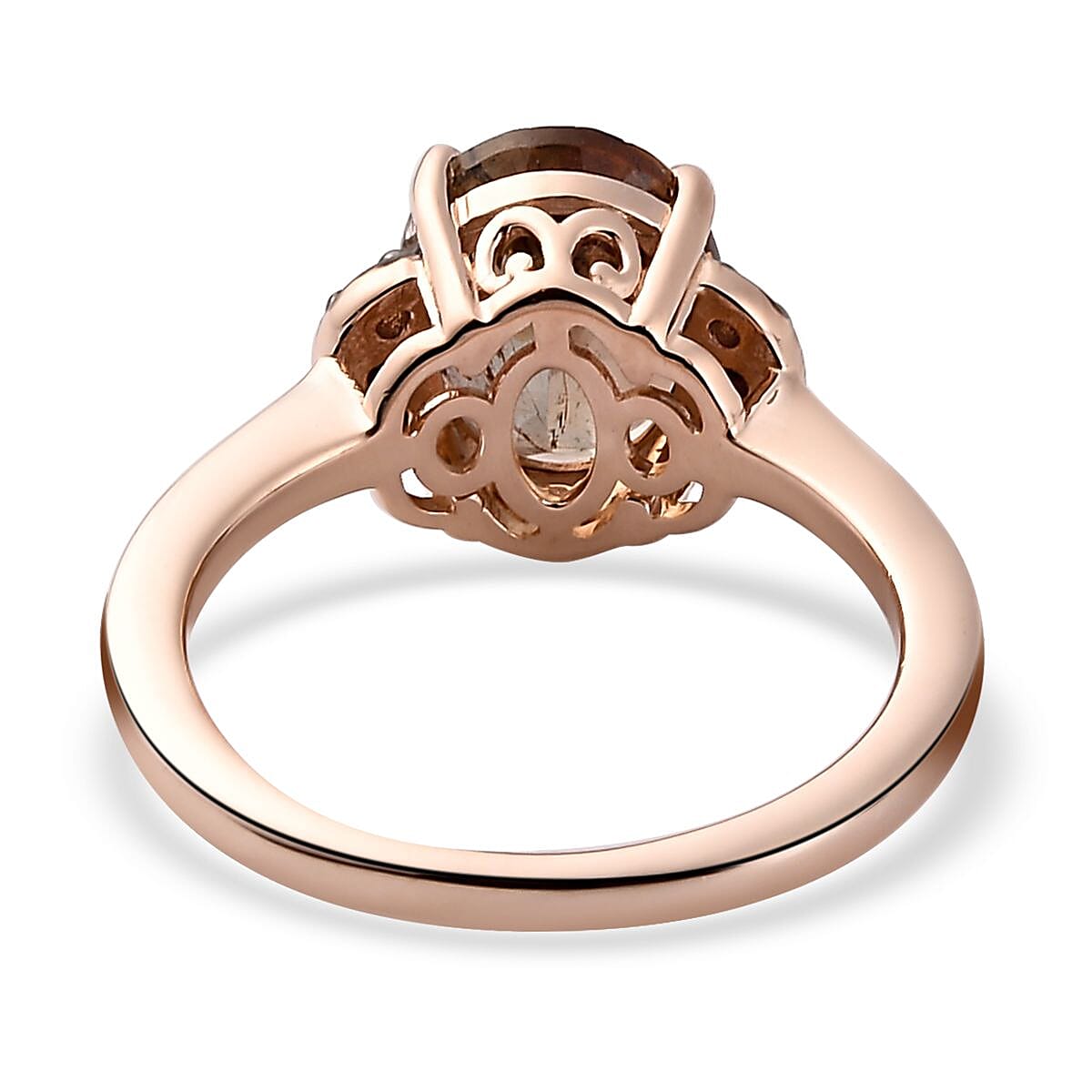Jenipapo Andalusit and Natural Champagne Diamond Ring in Vermeil Rose Gold Over Sterling Silver (Size 10.0) 3.15 ctw