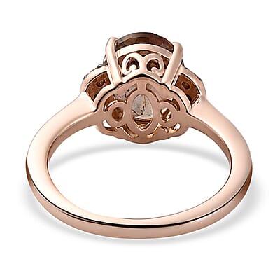Jenipapo Andalusit and Natural Champagne Diamond Ring in Vermeil Rose Gold Over Sterling Silver (Size 10.0) 3.15 ctw