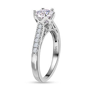 Moissanite 1.16 ctw Ring in Rhodium Over Sterling Silver (Size 10)