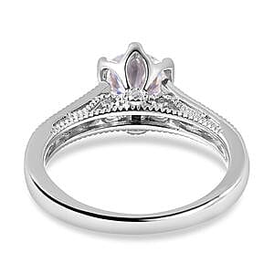 Moissanite 1.16 ctw Ring in Rhodium Over Sterling Silver (Size 10)