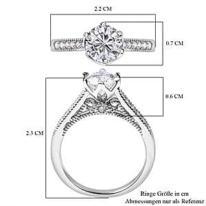 Moissanite 1.16 ctw Ring in Rhodium Over Sterling Silver (Size 10)