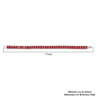 Simulated Red Diamond Tennis Bracelet in Silvertone (7.00 In) 31.50 ctw