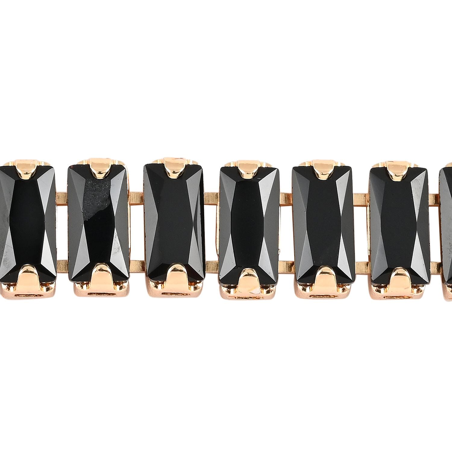 Simulated Black Diamond Tennis Bracelet in Goldtone (7.00 In) 31.50 ctw